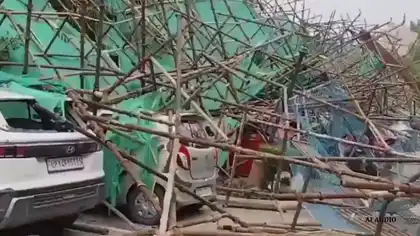 Strong Winds Bring Down Scaffolding in Noida, 14 Cars Damaged