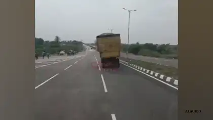 Sugarcane-Laden Tractor Overturns in Tuljapur, Devotees Nearby Escape Unharmed Sugarcane-Laden Tractor Overturns in Tuljapur, Devotees Nearby Escape Unharmed