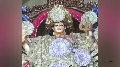 Grand Navdurga Decoration in Hyderabad with Currency Notes Worth ₹9.9 Lakh