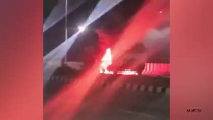 Truck Catches Fire Near Sahajanand School in Gir Somnath