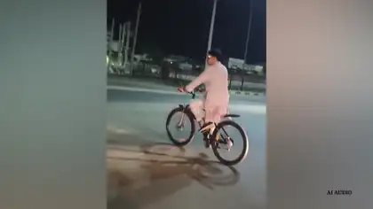 Shankar Chaudhary Rides Bicycle Through Tharad Streets Late at Night Shankar Chaudhary Rides Bicycle Through Tharad Streets Late at Night