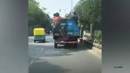 Passengers Spotted Riding in Rajkot Municipal Corporation’s Garbage Tipper Van